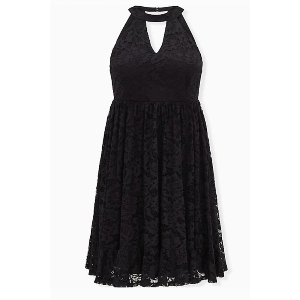 NEW Torrid Black Lace Halter Tier Skater Dress Mini Sleeveless LBD Women's 6X - Picture 4 of 16